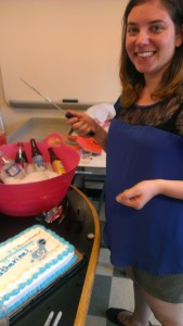 Dr. Wright cutting her cake!